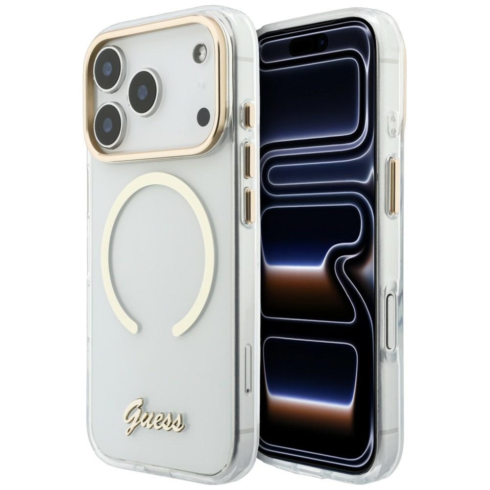 Etui Guess IML Script Metal do iPhone 18 Pro Max / 17 Pro Max do MagSafe, przezroczyste