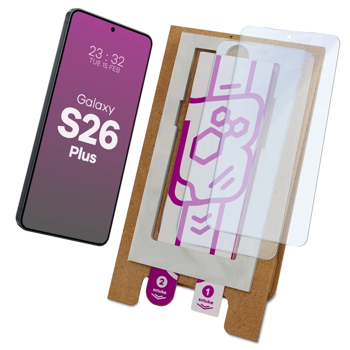 2x Szkło hybrydowe z eko aplikatorem Bizon Eplikator Hybrid Mule do Galaxy S26 Plus