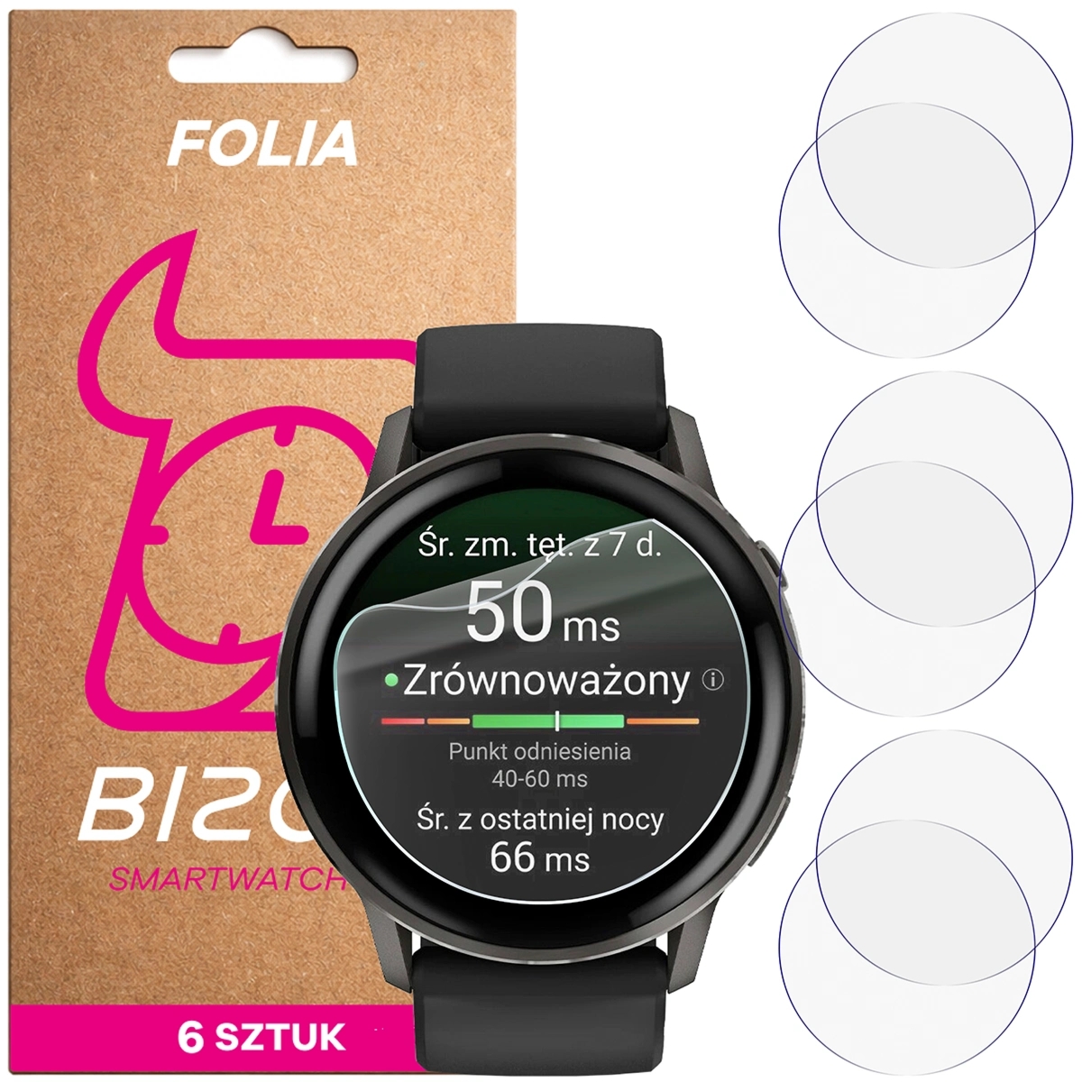 Folia ochronna na ekran zegarka Bizon Watch Film HydroFlex do Garmin Venu 4 45 mm, 6 sztuk
