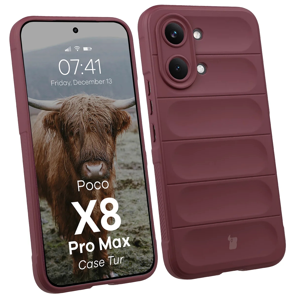 Pancerne etui Bizon Case Tur do Xiaomi POCO X8 Pro Max, burgundowe