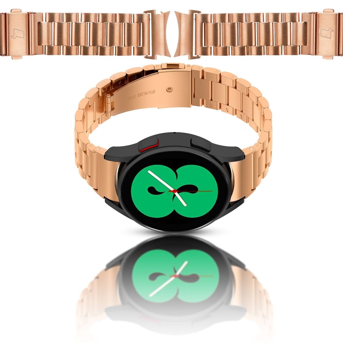 Image of Pasek ze stali nierdzewnej Bizon Strap Watch Aura do Galaxy Watch FE/7/6/6 Classic/5/5 Pro/4/4 Classic, różowozłoty