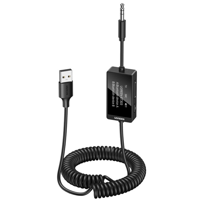 Transmiter / odbiornik Bluetooth 5.4 Ugreen BT303 AUX 3.5mm TX RX, czarny