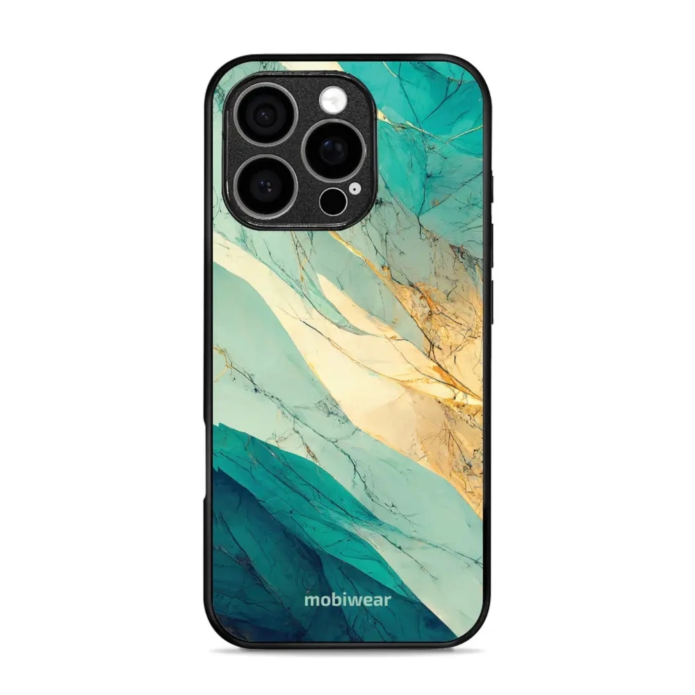 Etui ochronne do iPhone 16 Pro, Mobiwear Glossy Case, turkusowy marmur
