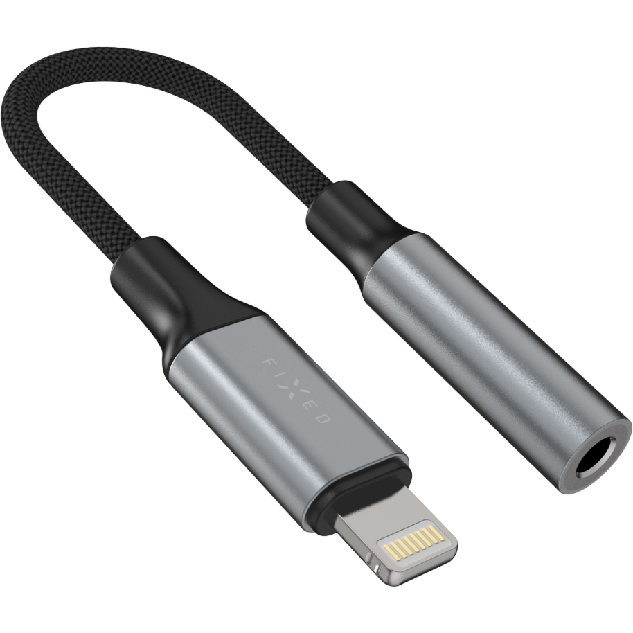 Adapter audio z Lightning (męskie) do Minijack 3.5 mm (żeńskie), FIXED Link, ciemnoszary