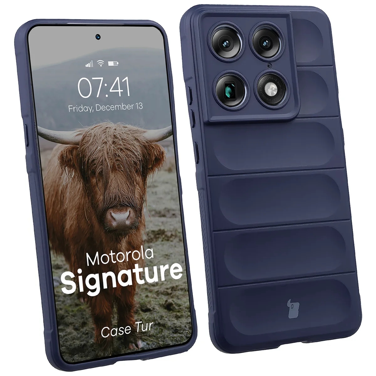 Pancerne etui Bizon Case Tur do Motorola Signature, granatowe