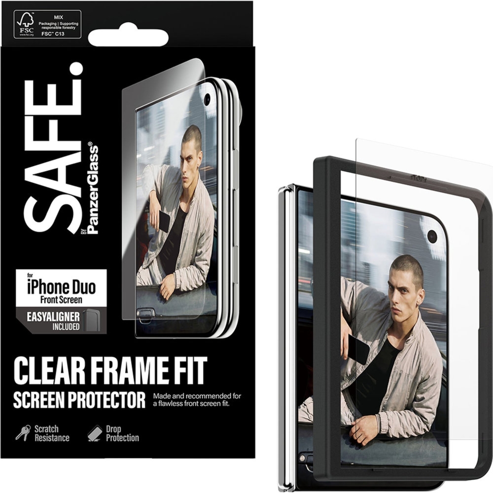 Szkło hartowane z aplikatorem SAFE by PanzerGlass Ultra-Wide Fit + EasyAligner do iPhone Duo