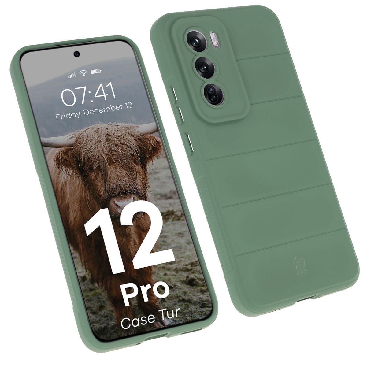 Image of Pancerne etui Bizon Case Tur do Oppo Reno 12 Pro, ciemnozielone
