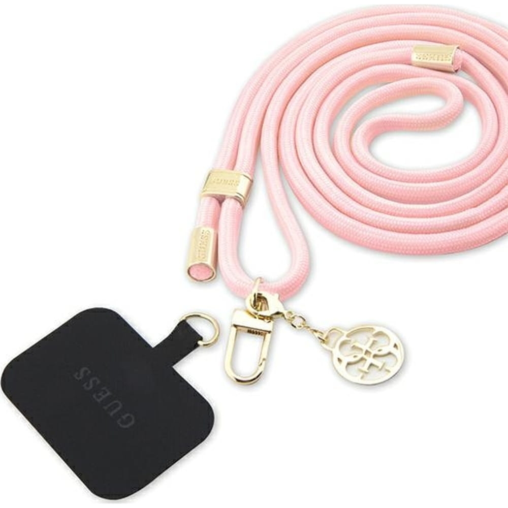 Smyczka na ramię do telefonu Guess CBDY Cord 4G Metal Charm, 150 cm, różowy