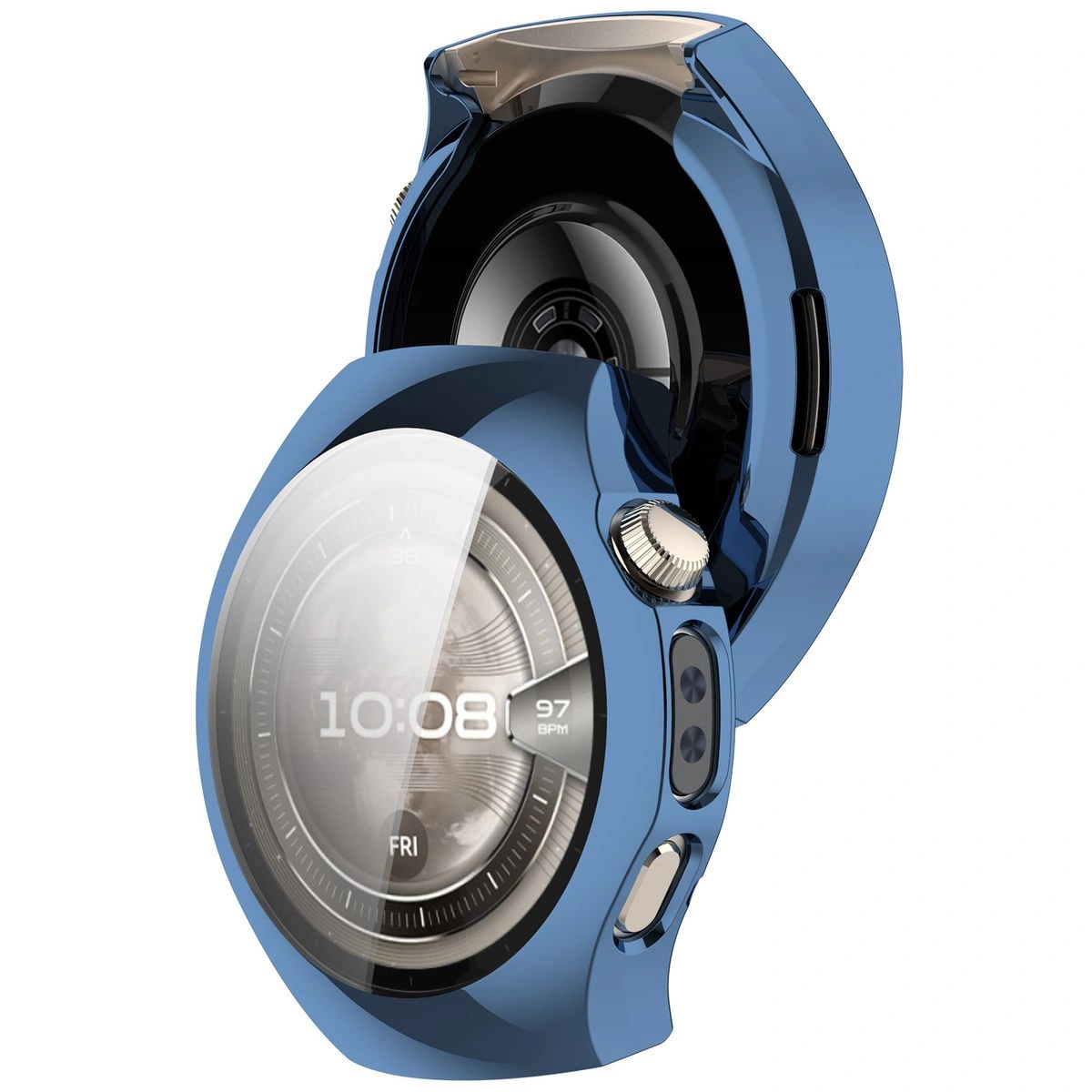 Image of Etui z osłoną ekranu Bizon Case Watch Felipe do Huawei Watch 5 46mm, niebieskie