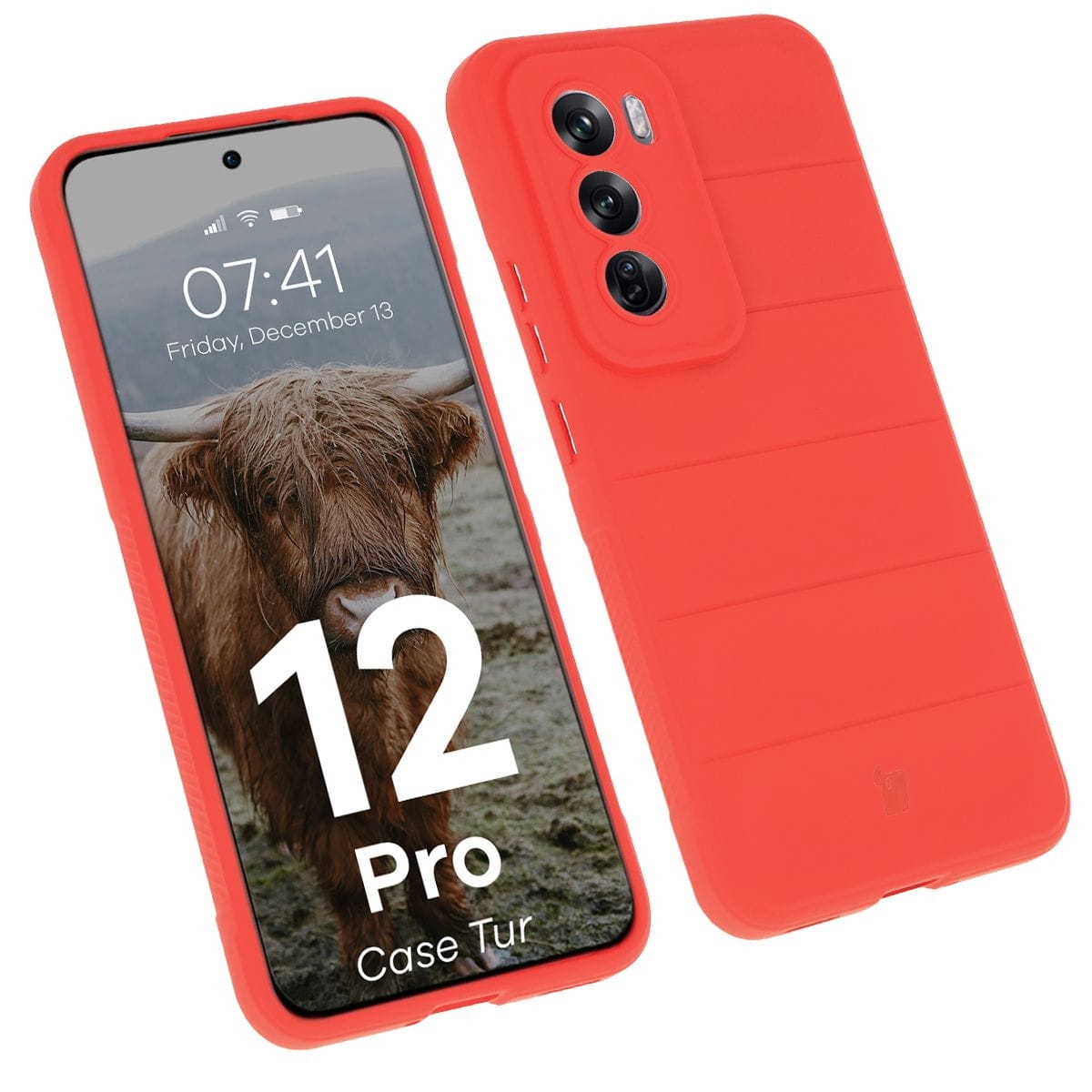 Image of Pancerne etui Bizon Case Tur do Oppo Reno 12 Pro, czerwone