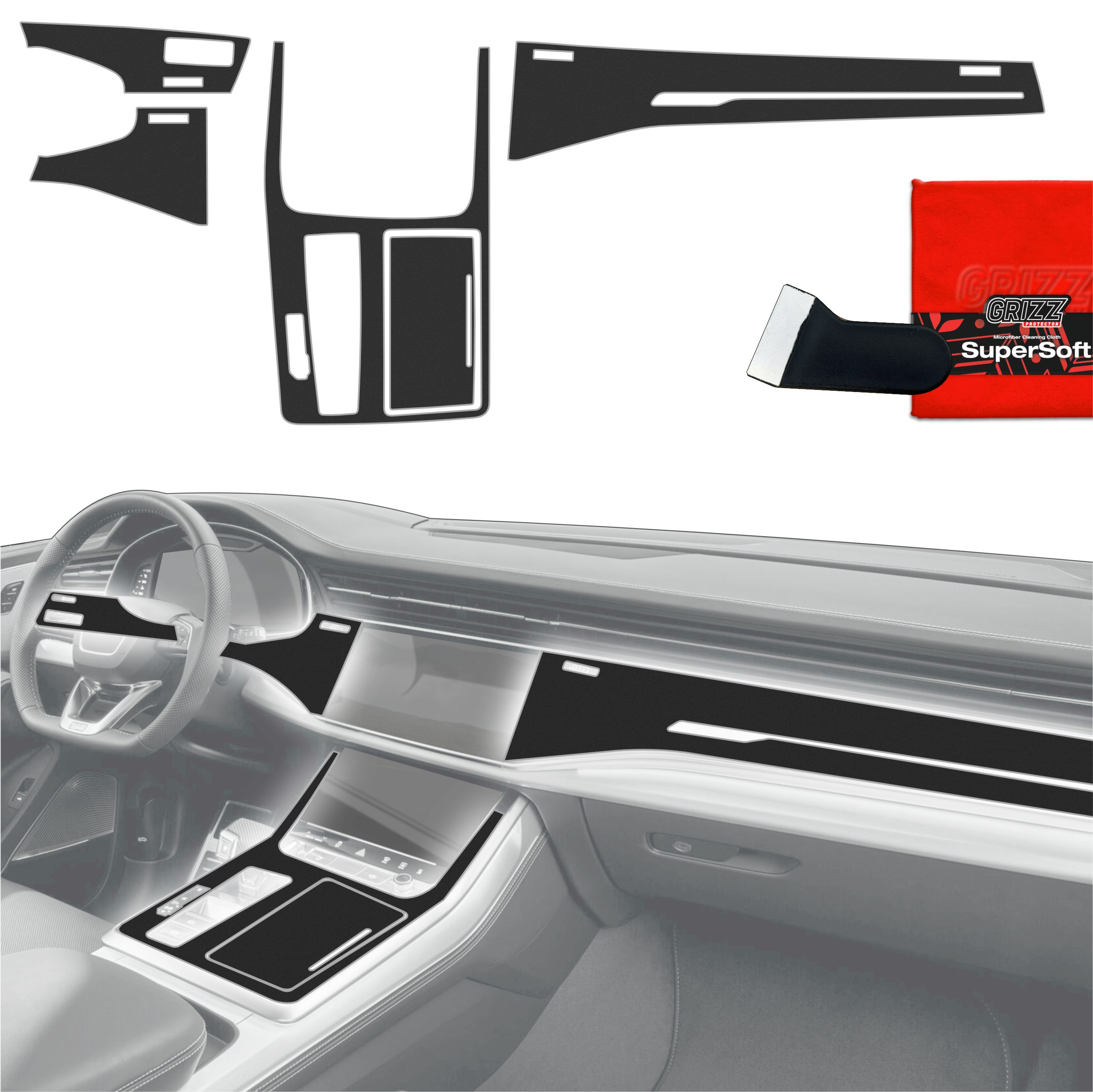 OUTLET: Folia do wnętrza Audi Q7 (2019-2024) Grizz Protector 5w1 Czarna Antyodciskowa
