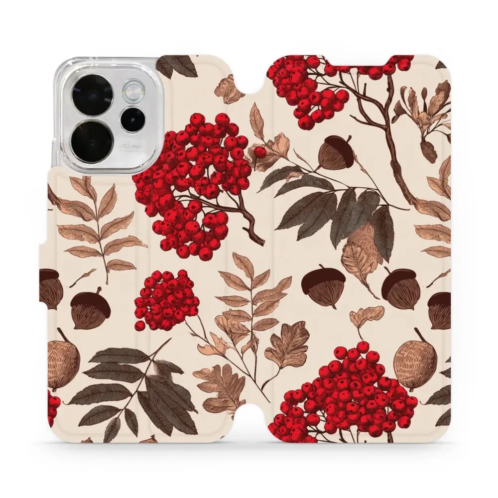 Etui z klapką do OPPO Reno15 FS, Mobiwear Book, jarzębina na ecru