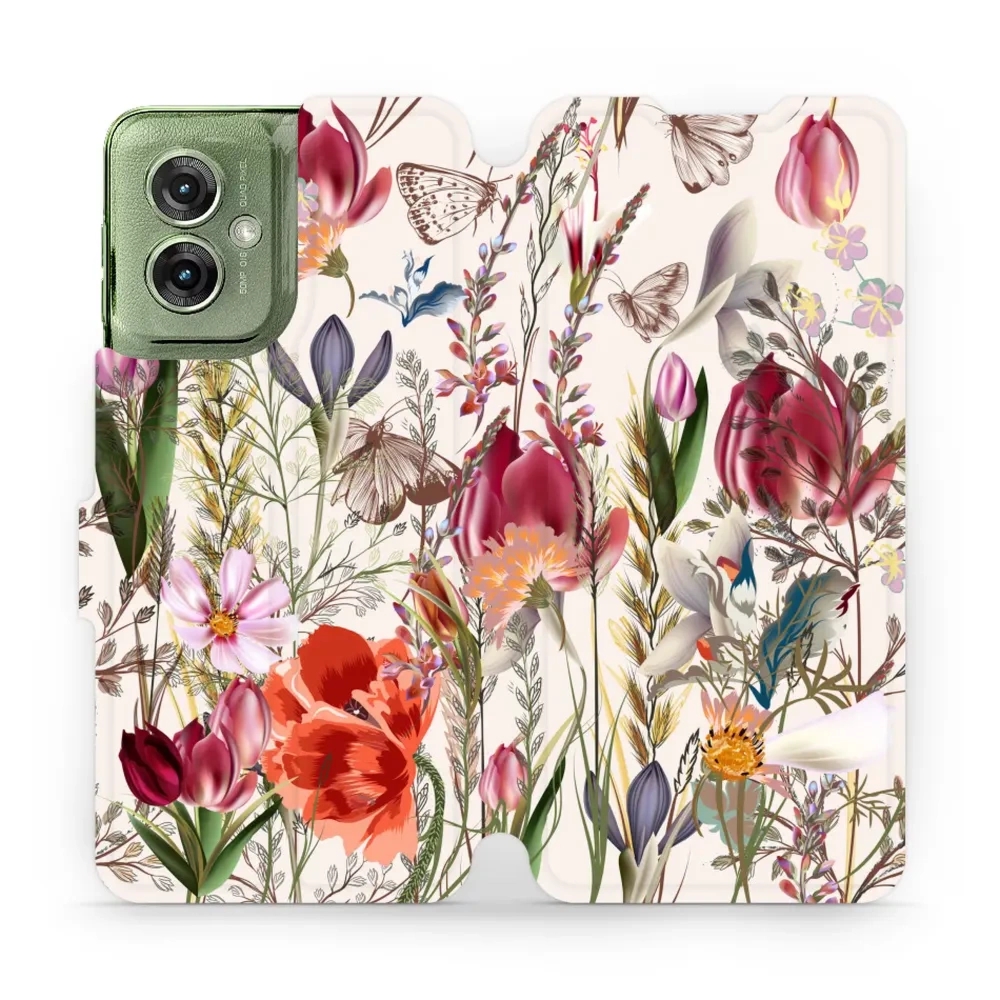 Etui z klapką do Motorola Moto G55 5G, Mobiwear Book, bukiet kwiatów