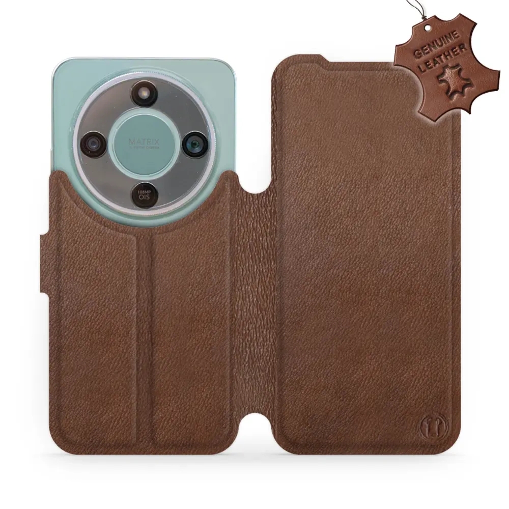 Etui z naturalnej skóry do Honor Magic8 Lite, Mobiwear Leather, brązowe