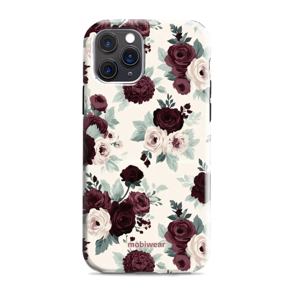 Etui ochronne do iPhone 11 Pro Max, Mobiwear Elite Pro, róże z szałwią na kremie