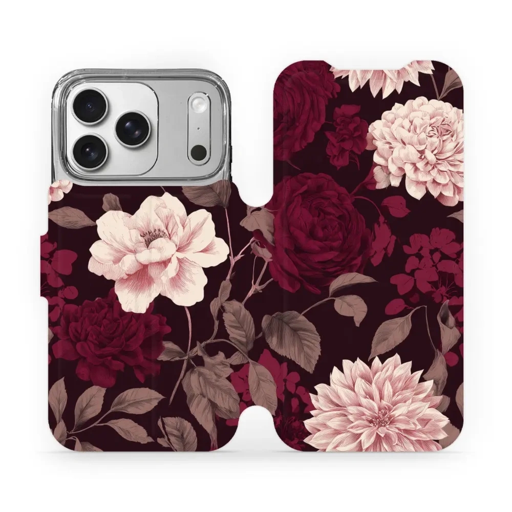 Etui z klapką do iPhone 17 Pro, Mobiwear Book, wino i dalie