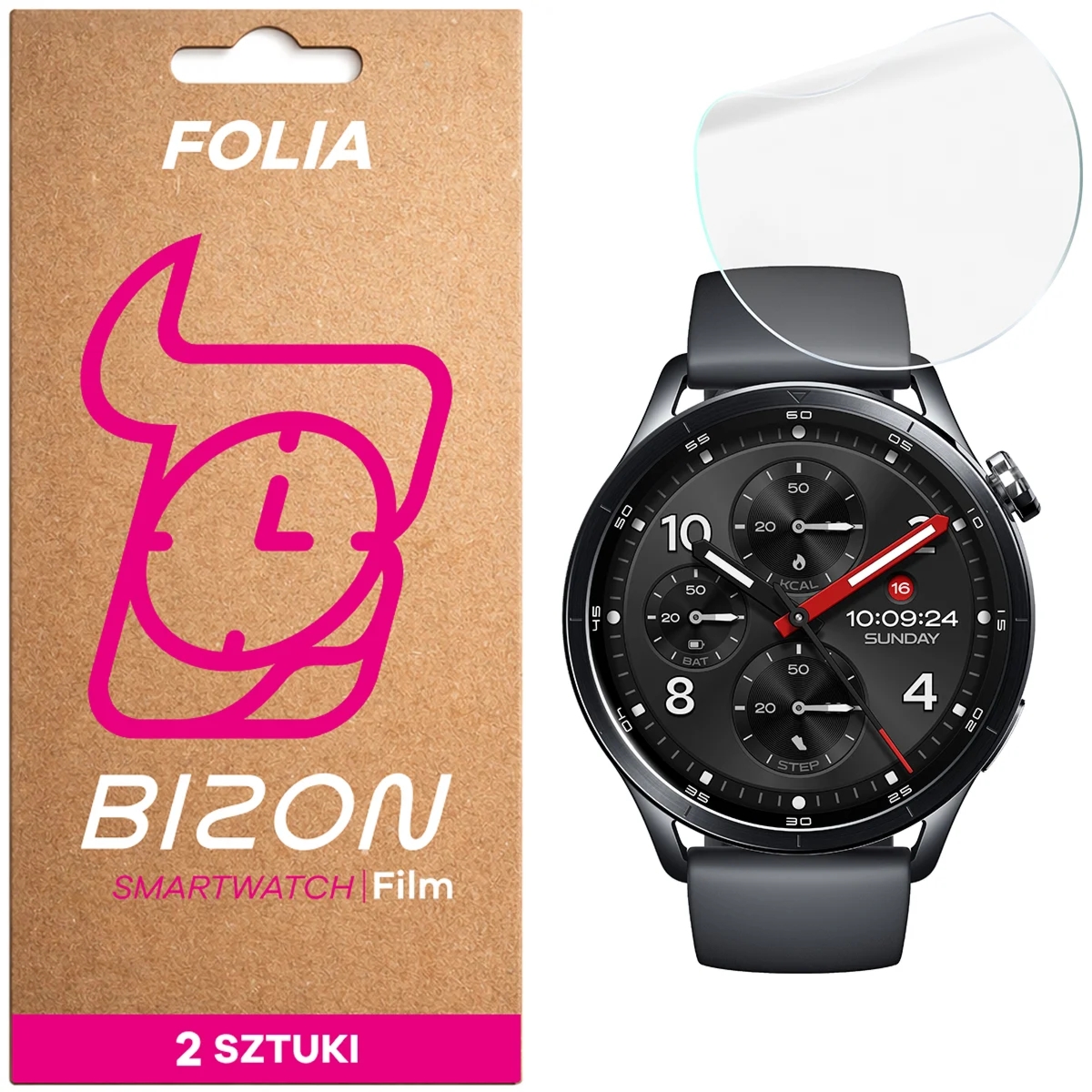 Folia hydrożelowa na ekran Bizon Watch Film Hydrogel Duo do Xiaomi Watch S5, 2 sztuki