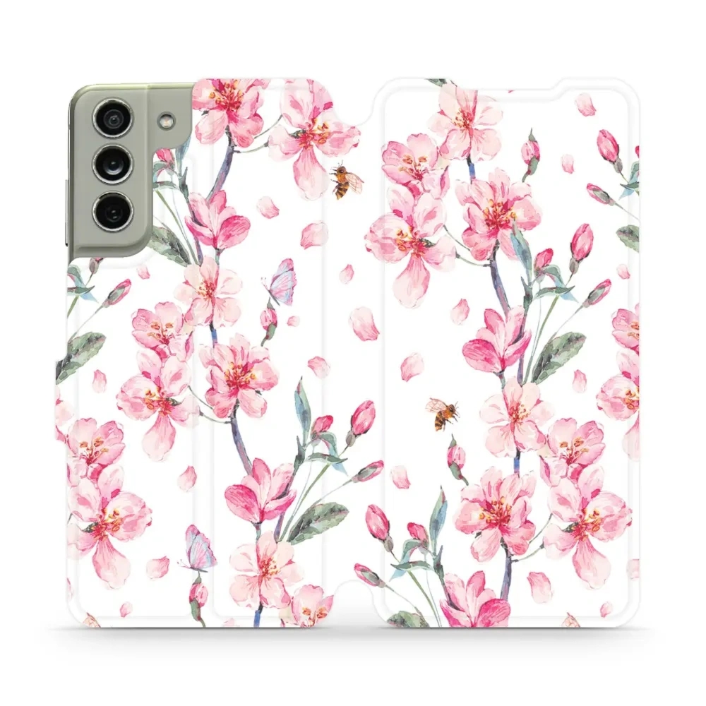 Etui z klapką do Galaxy S21 FE, Mobiwear Book, różowa wiosna