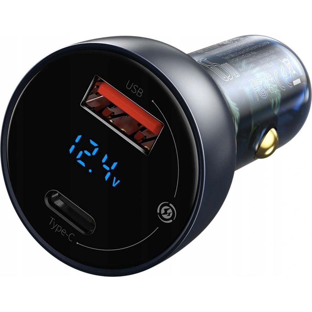 Ładowarka samochodowa z wyświetlaczem Baseus Particular, USB-A, USB-C, 65W, QC, PD, PPS, Huawei SCP, AFC, ciemnoszara