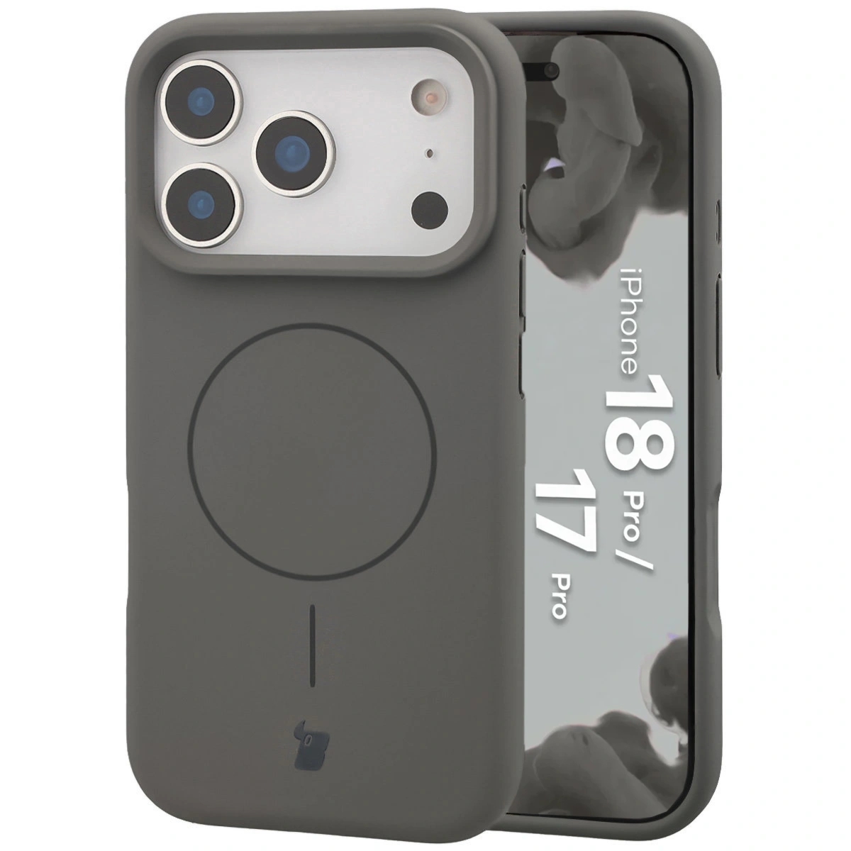 Silikonowe etui z pierścieniem magnetycznym Bizon Soft Case Magnetic do iPhone 18 Pro / 17 Pro, grafitowe