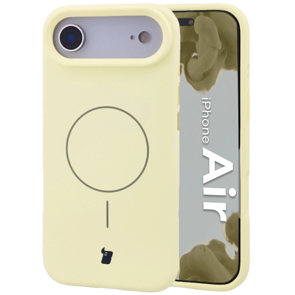 Silikonowe etui z pierścieniem magnetycznym Bizon Soft Case Magnetic do iPhone Air, jasnożółte