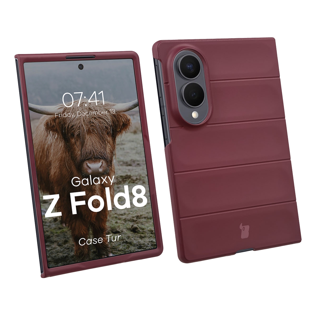 Pancerne etui Bizon Case Tur do Galaxy Z Fold8, burgundowe