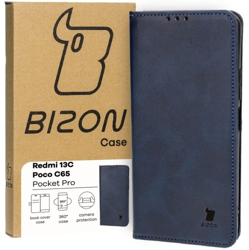 Image of Etui z klapką Bizon Case Pocket Pro do Xiaomi Redmi 13C / Xiaomi Poco C65, granatowe