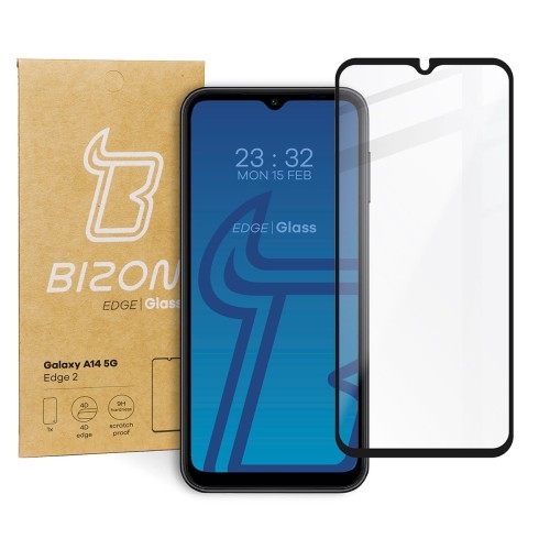 Image of Szkło hartowane Bizon Glass Edge 2 do Galaxy A14 4G/5G, czarne