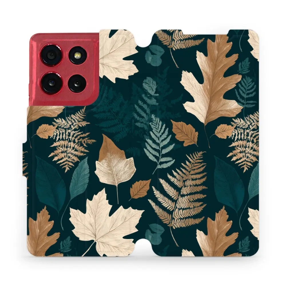 Etui z klapką do Motorola Moto G86 Power 5G, Mobiwear Book, zielnik z liści i paproci