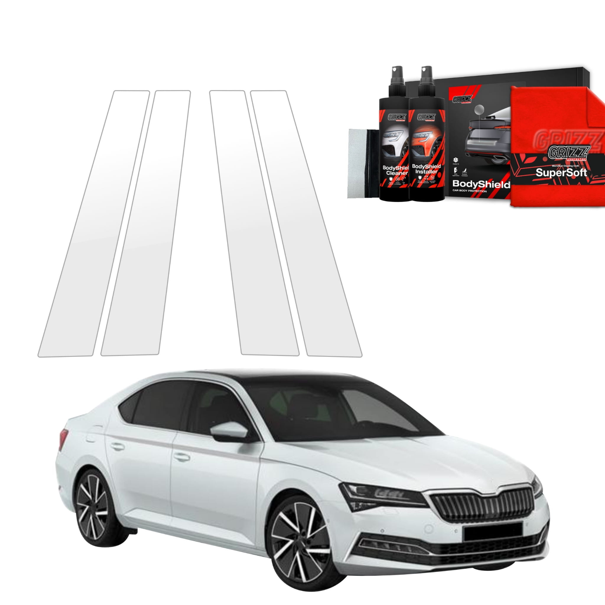 4w1 Folia ochronna na słupki Grizz Protector do Skoda Superb 3 Liftback (2019-2023)