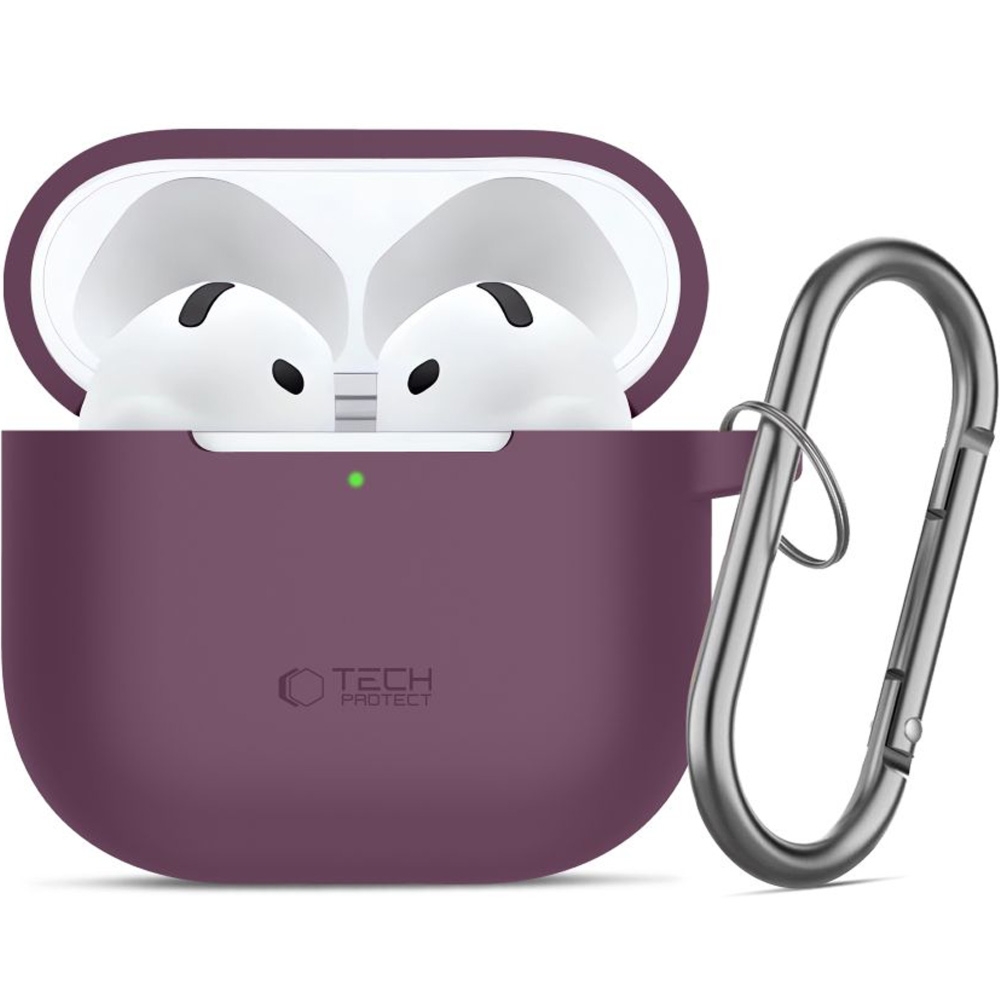 Etui Tech-Protect Silicone Hook do Apple AirPods 4, Apple AirPods 5, burgundowe