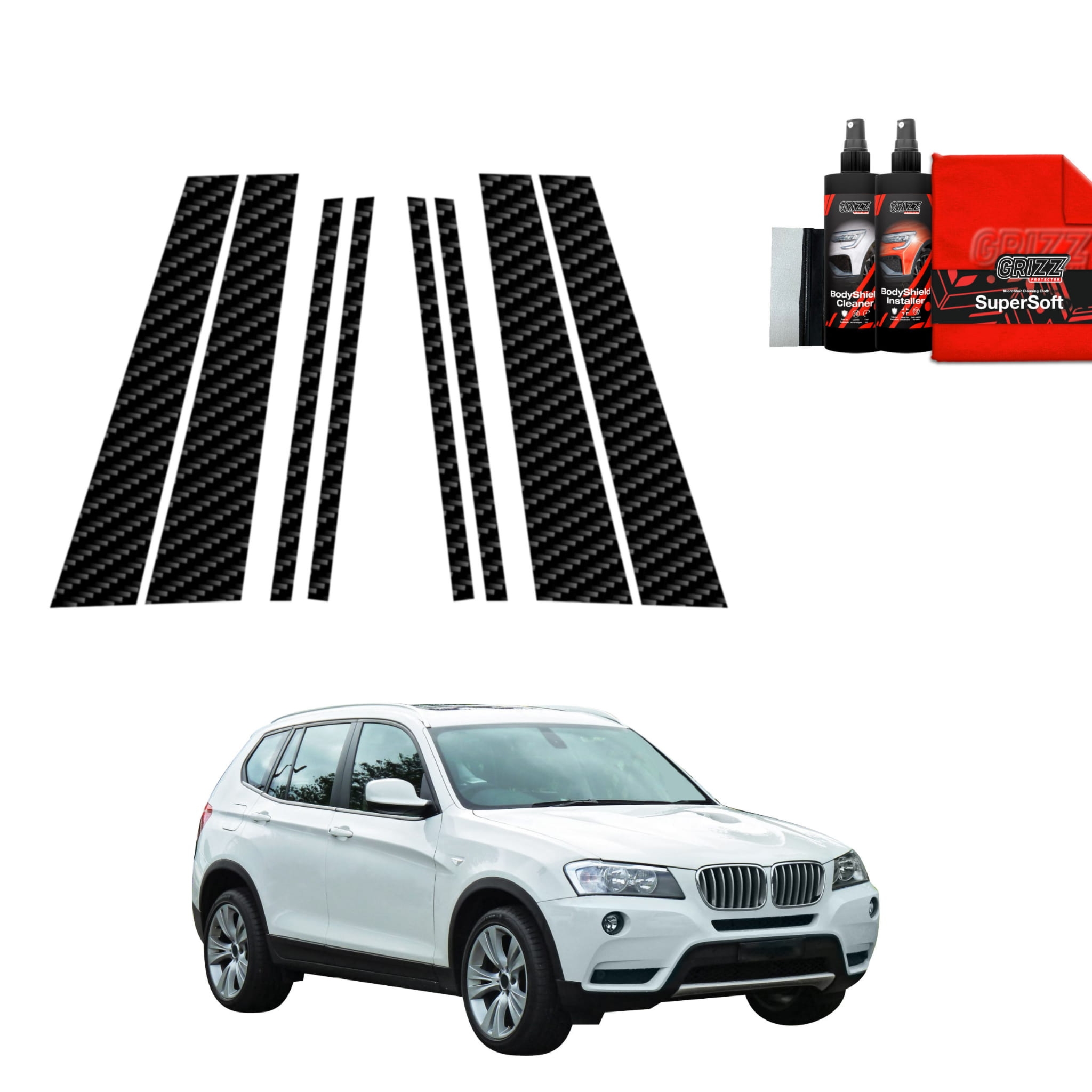 8w1 Folia karbonowa Grizz Protector na słupki do BMW X3 F25 (2010-2014)