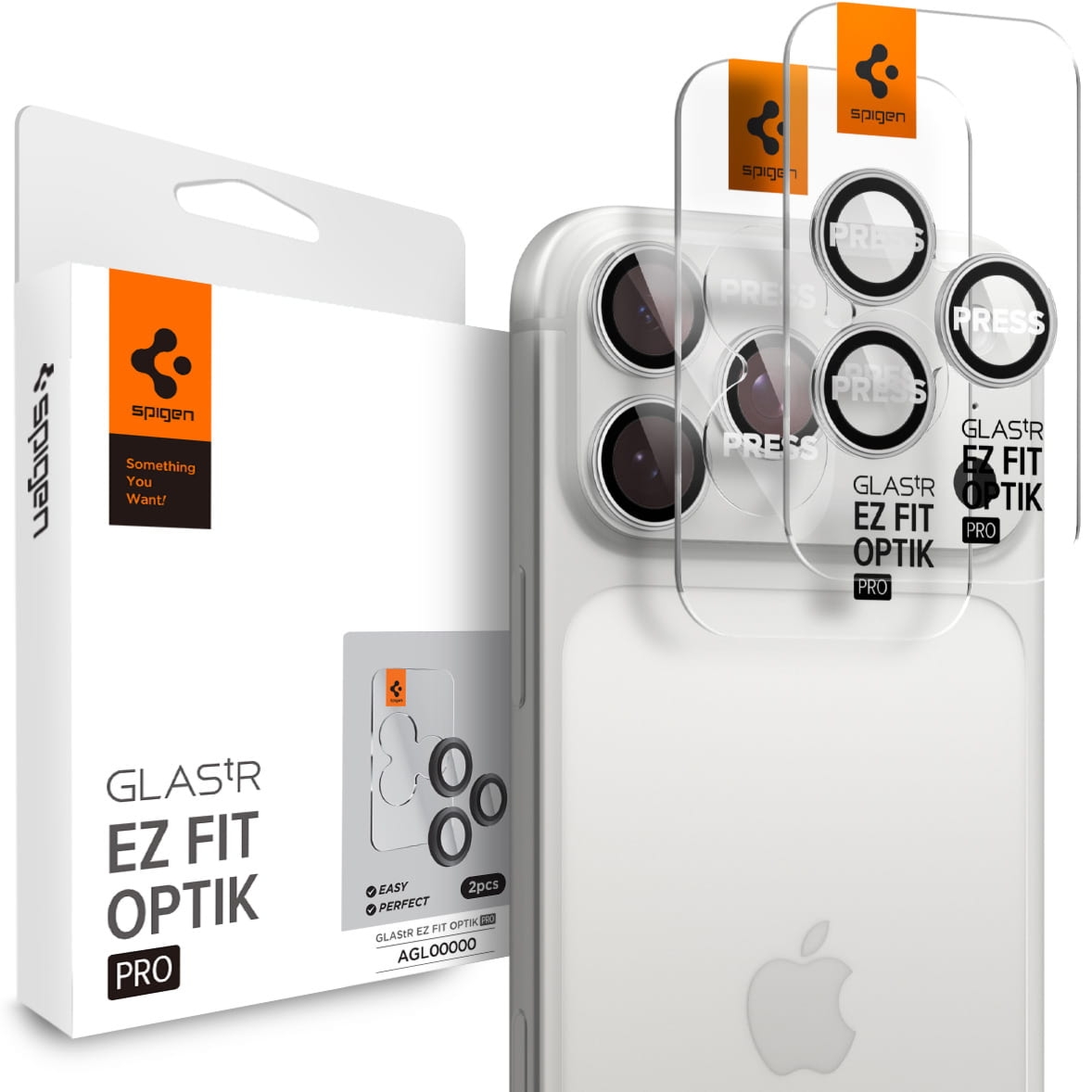 Szkło na aparat Spigen Glas.tR Ez Fit Optik Pro 2-Pack do iPhone 17 Pro Max – 14 Pro, czarno-srebrne