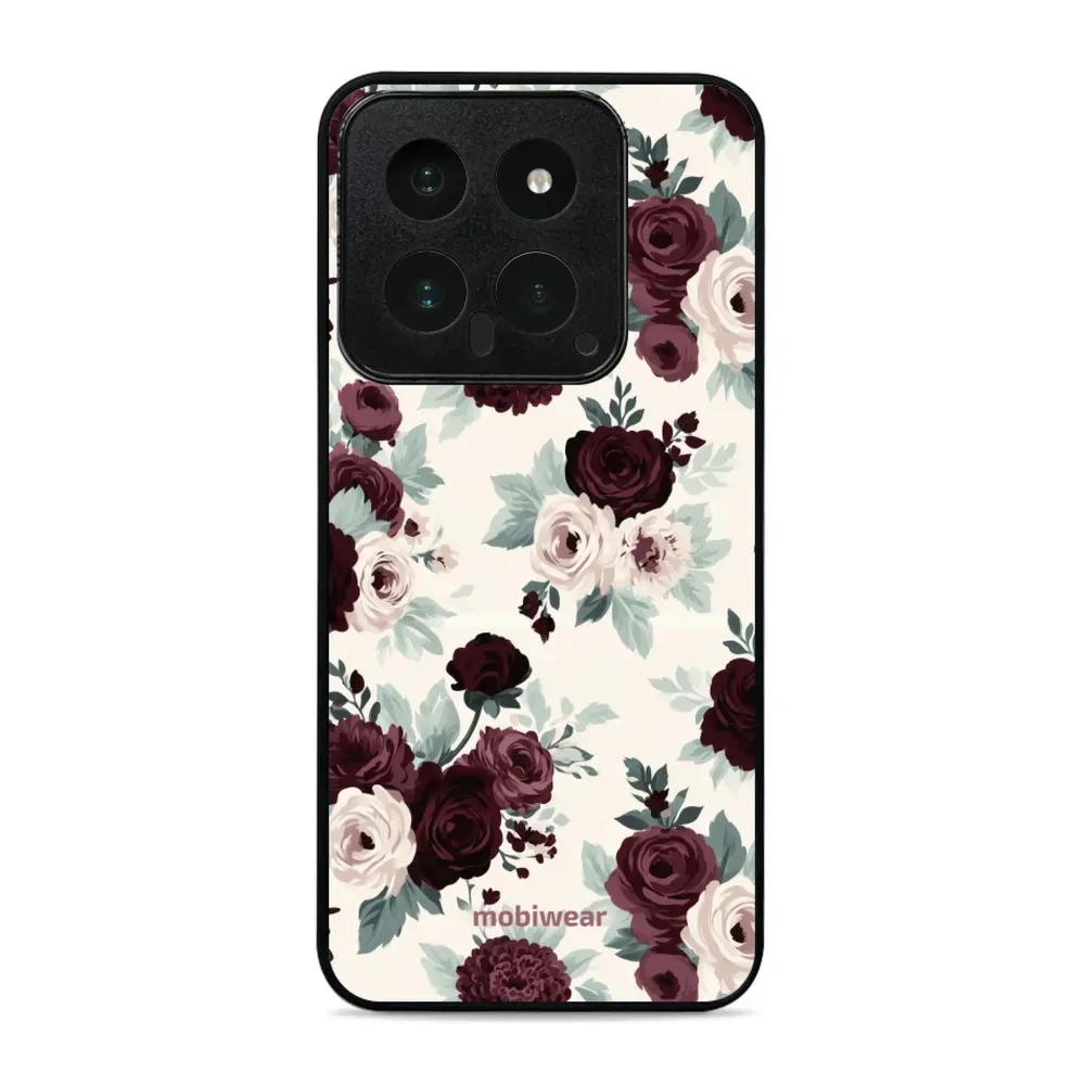 Etui ochronne do Xiaomi 14, Mobiwear Glossy Case, róże z szałwią na kremie