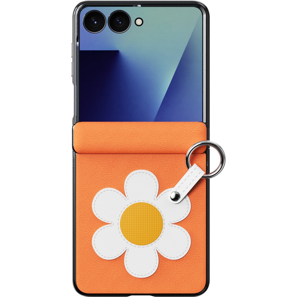 Etui ze smyczką Dux Ducis Luvy do Galaxy Z Flip8, pomarańczowe ze stokrotką