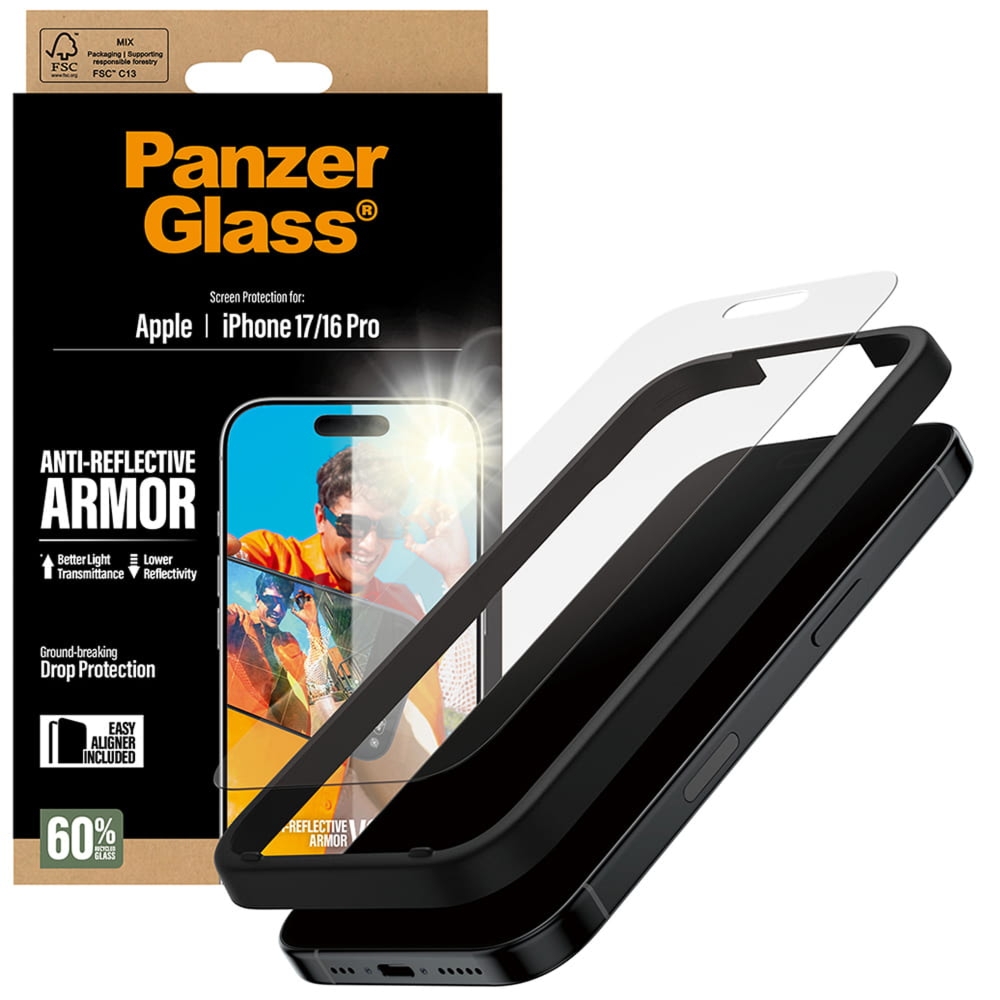 OUTLET: Szkło hartowane PanzerGlass Anti-Reflective Armor EasyAligner do iPhone 17 / 16 Pro