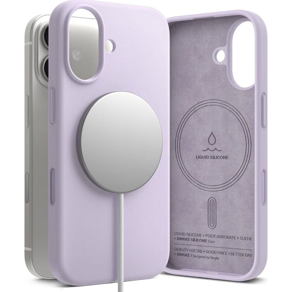 Etui Ringke Silicone Magnetic CC do MagSafe do iPhone 17, fioletowe
