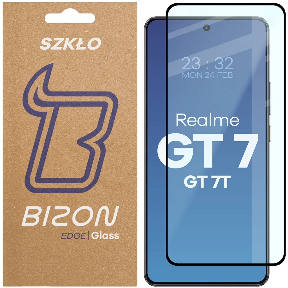 Szkło hartowane Bizon Glass Edge do Realme GT 7 / 7T, czarna ramka