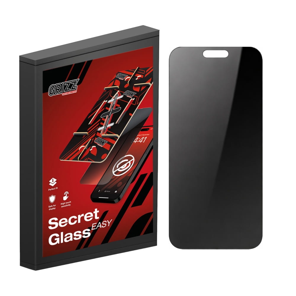 Szkło hybrydowe, prywatyzujące na ekran Grizz SecretGlass Easy do iPhone 17 z aplikatorem, 2 sztuki, matowe