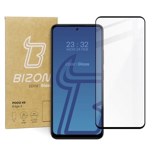 Image of Szkło hartowane Bizon Glass Edge 2 do Xiaomi Poco X5, Redmi Note 12 4G/5G, czarne