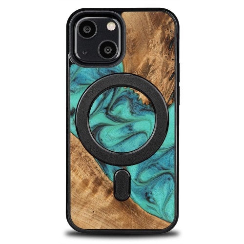 Image of Drewniane etui Bewood iPhone 13 Mini, Turquoise MagSafe