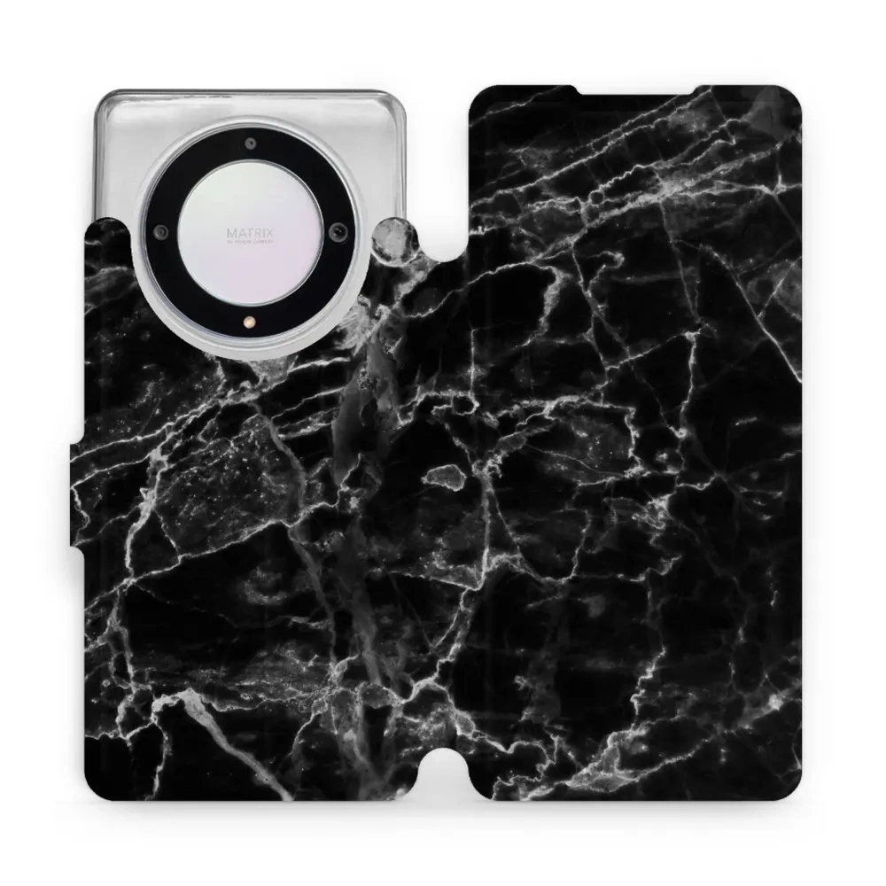Etui z klapką do Honor Magic5 Lite, Mobiwear Book, czarny marmur