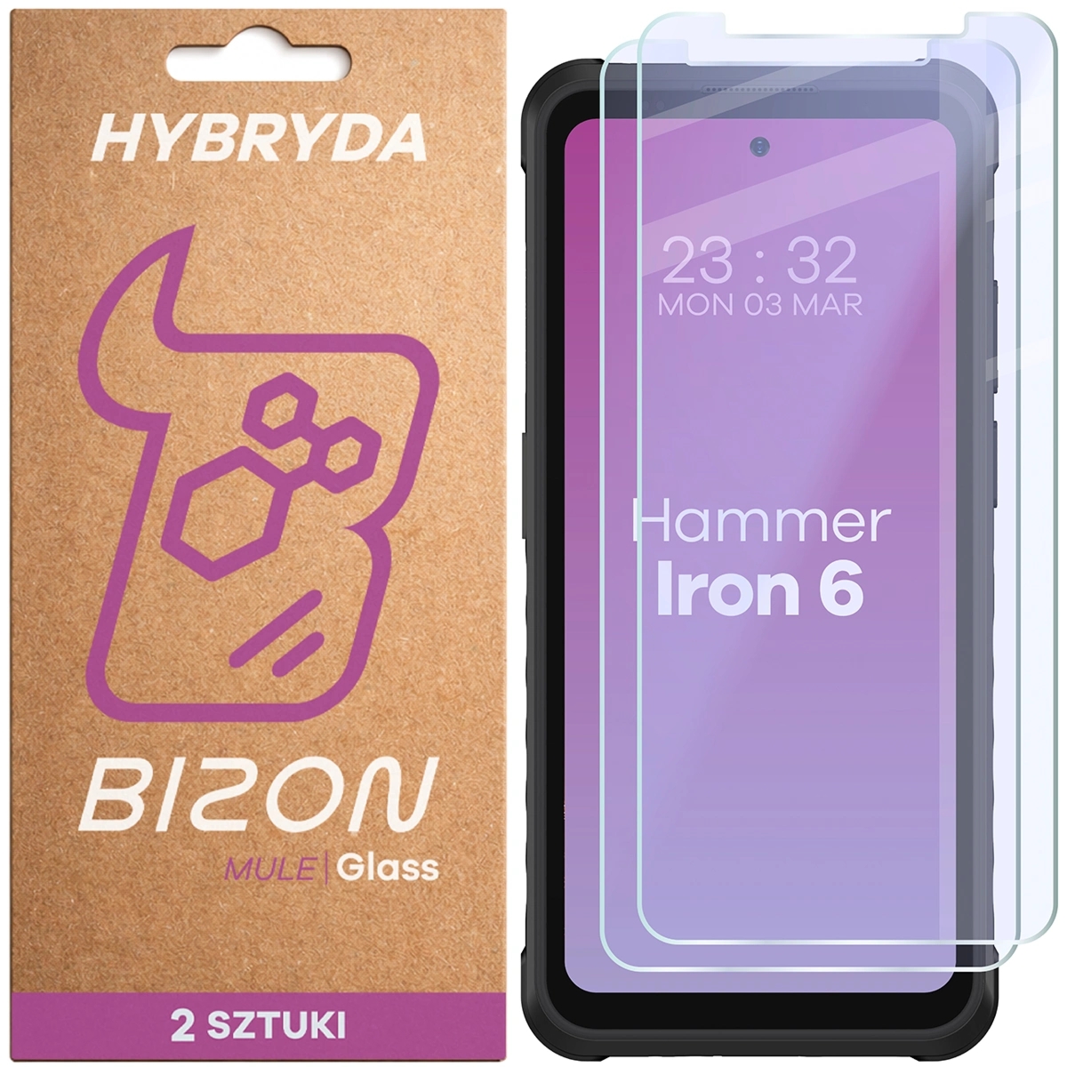 Elastyczne szkło hybrydowe Bizon Hybrid Mule Duo do HAMMER Iron 6 5G / 6, 2 sztuki