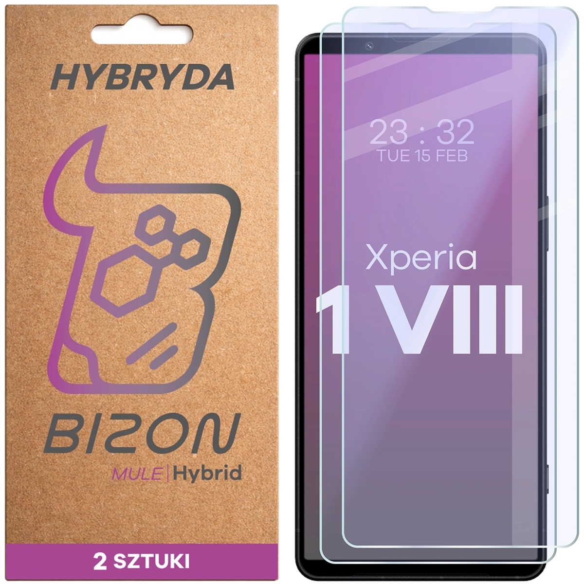 Elastyczne szkło hybrydowe Bizon Hybrid Mule Duo do Sony Xperia 1 VIII, 2 sztuki