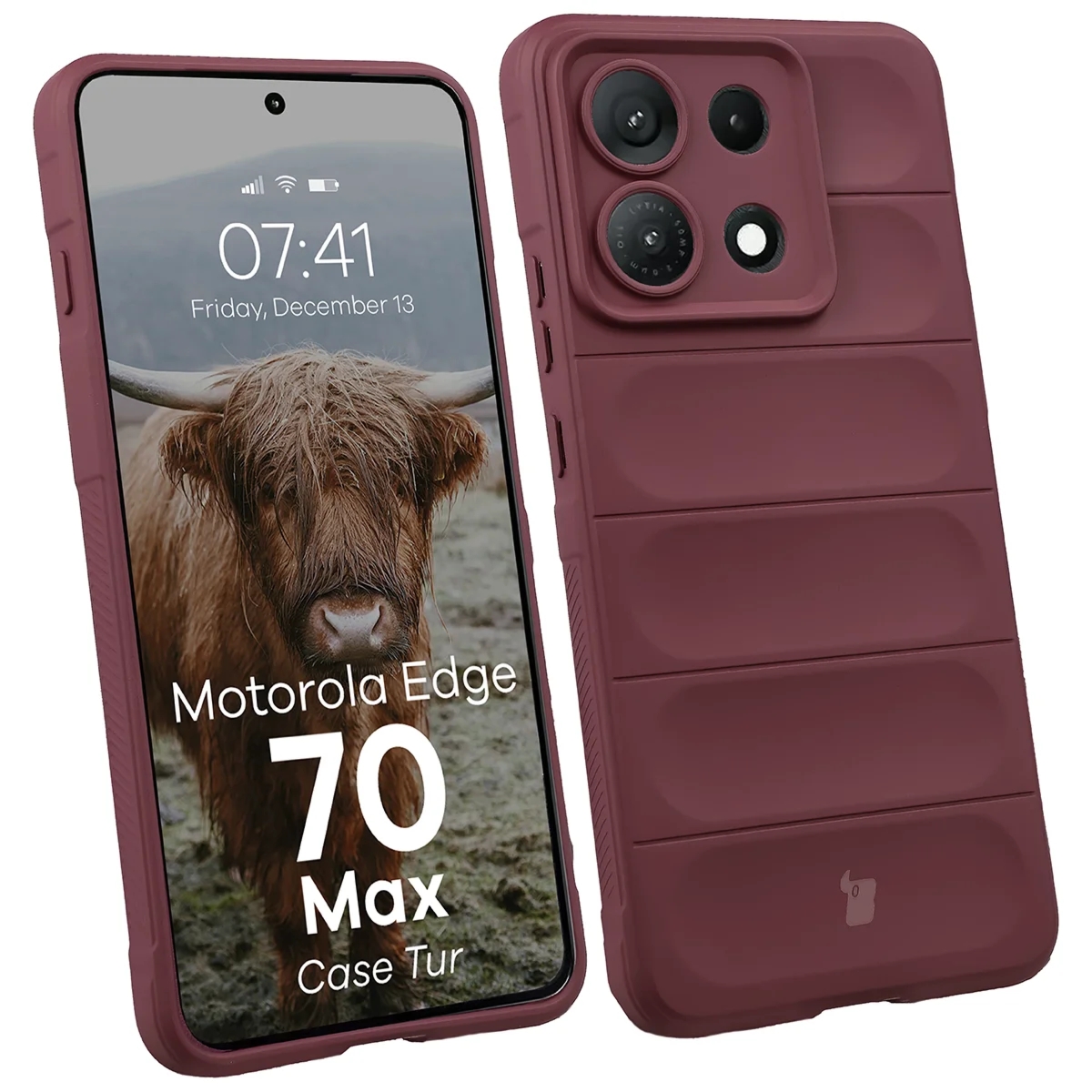 Pancerne etui Bizon Case Tur do Motorola Edge 70 Max, burgundowe