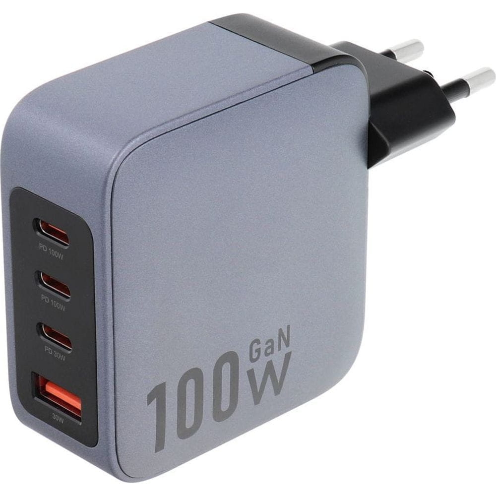 Image of Ładowarka sieciowa Forcell F-Energy GaN Charger 100W, USB-A, USB-C, QC, PD, grafitowo-czarna