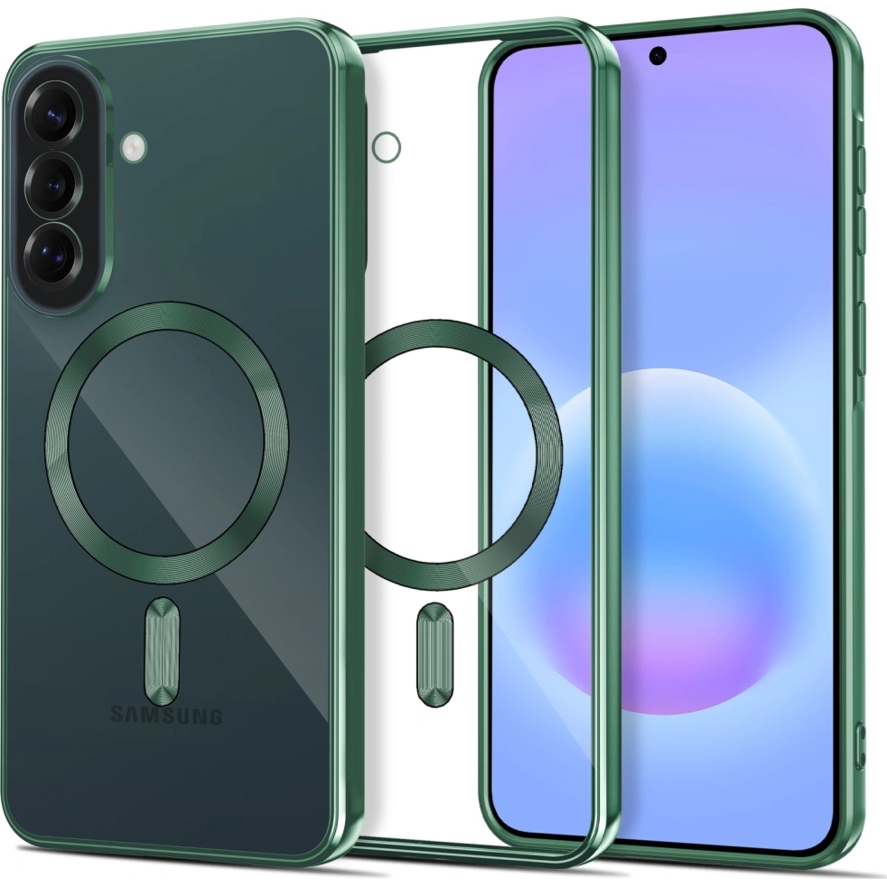 Etui z osłoną aparatu Tech-Protect MagFlex do Galaxy A37 5G do MagSafe, przezroczysto-zielone