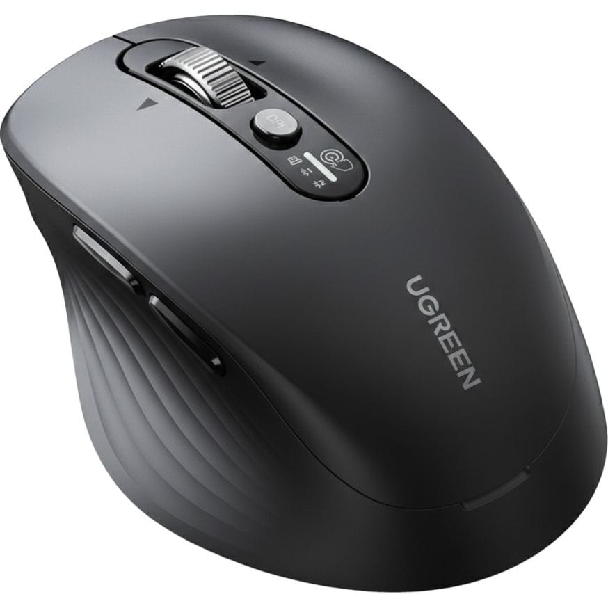 Myszka bezprzewodowa ergonomiczna Ugreen M752, Bluetooth, 2.4GHz USB-A, 5000 DPI, czarna