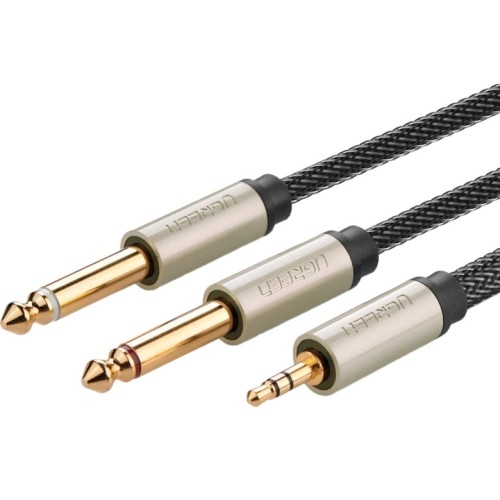 Image of Kabel Ugreen AV126 audio mini jack 3,5 mm - 2x jack 6,35 mm, 2m, szary