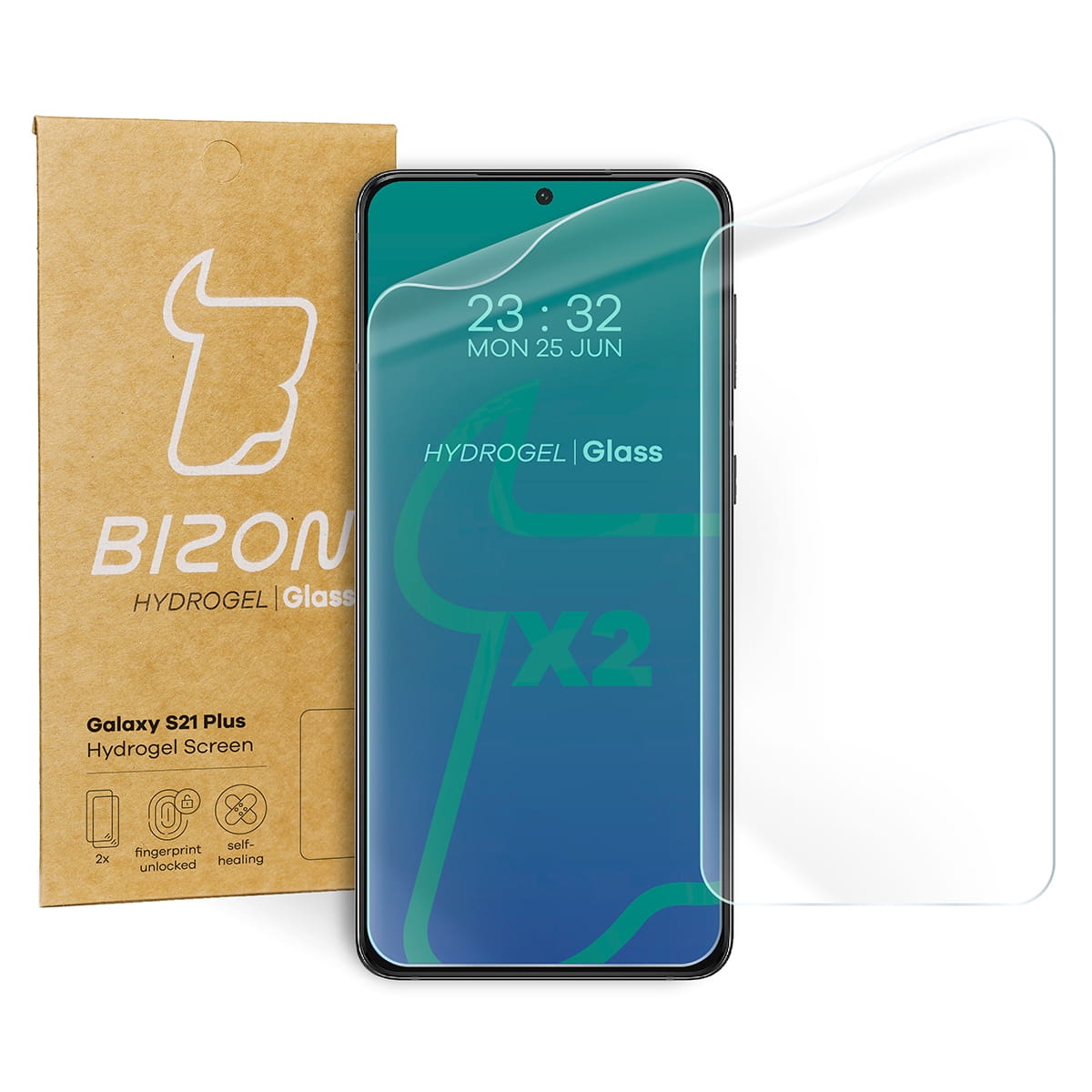 Image of Folia hydrożelowa na ekran Bizon Glass Hydrogel, Galaxy S21 Plus, 2 sztuki
